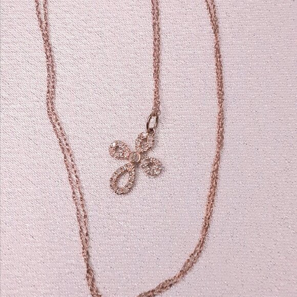 NEW 14kt Rose Gold and Diamond Cross Necklace - Picture 4 of 11